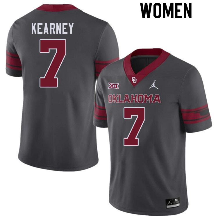 Women #7 Zion Kearney Oklahoma Sooners College Football Jerseys Stitched-Charcoal